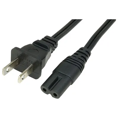 Power Cable USA  2 Pin Male Plug To IEC C7 Female Socket Figure Of 8 2m • £4.47