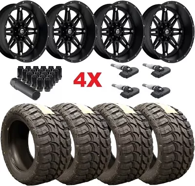 Fuel Hostage Black Wheels Rims 33 12.50 18 Mud Tires Sierra Silverado 1500 • $2295