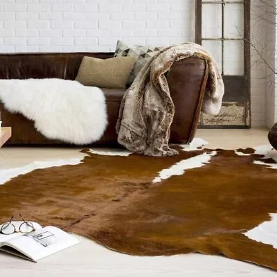 IKEA Koldby Rug Cowhide Leather Brown Carpet Wall Decor Fur Fuzzy Floor Mat Cow • £101.33