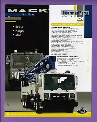 Mack Terrapro Cabover 6x4 Mru613 Trucks 4 Page Specifications Brochure 09/08 • $27.50