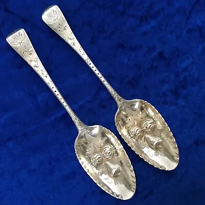 £145 • Buy Pair Of Georgian Sterling Silver Fruit Serving Spoons 1791 By Richard Crossley