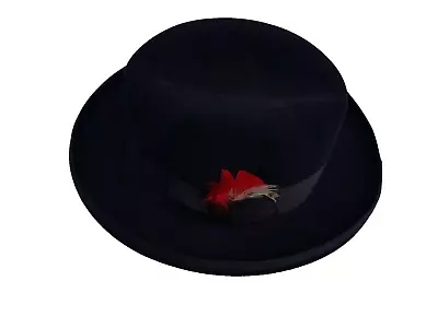 Dobbs Fedora Hat Size 7 1/4 Fifth Avenue Black Fur Felt Cavanaugh Edge Bow Boxed • $64.99