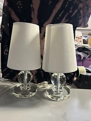 2 Lead Crystal Table Lamp - Small 9” 14” With Shade • $40