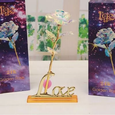$14.24 • Buy 24K Gold Foil Rose Flower LED Luminous Galaxy Valentine's Day Anniversary Gifts