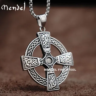 MENDEL Mens Womens Christian Large Celtic Irish Knot Cross Pendant Necklace Men • $11.99