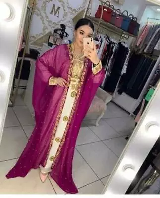 Moroccan Farasha Georgette Ramadan Women Caftan Gown Kaftan Abaya Dubai Islamic • $100.22