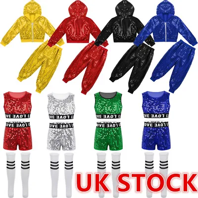 £7.49 • Buy UK Kids Girls Hip-hop Street Dance Outfits Performance Crop Top Pant Set Costume