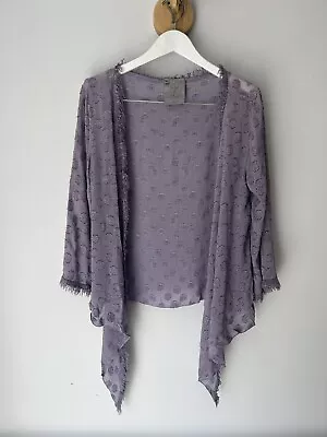 Out Of Xile Shrug Cardigan Cover Up Lilac Chiffon Fringed Embroidered Size 1 • $20.92