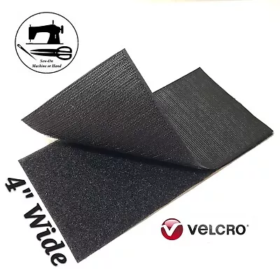 4” Wide X 8” (Inch) VELCRO® Brand Sew-On Strip (Hook & Loop) - Black • $4.98