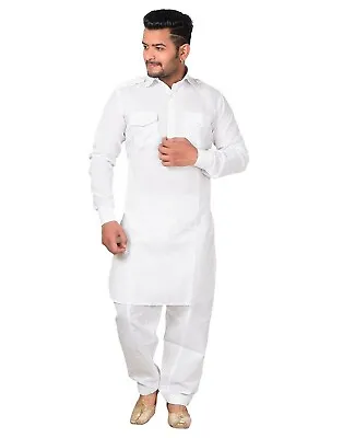 Pathani Kurta Salwar Suit White Traditional Party Wear Cotton Comfortable Best • £28.07