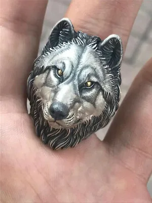 $1160.60 • Buy S925 Sterling Silver 24K Gold Wolf Head Wolf King Men's Ring Original Design 