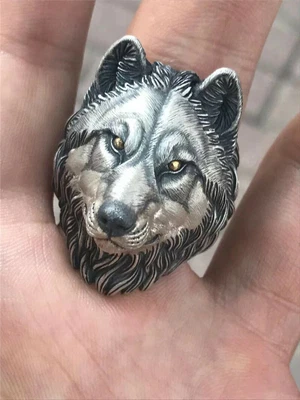 $928.48 • Buy S925 Sterling Silver 24K Gold Wolf Head Wolf King Men's Ring Original Design 