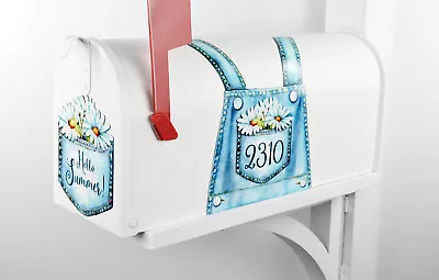 Mailbox Magnet Partial Cover Denim Overalls Pocket Daisies Hello Summer • $7.95