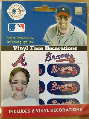 Lot Of 3 Atlanta Braves MLB Vinyl Face Decorations 6 Pack Eye Blue Strips • $9.99