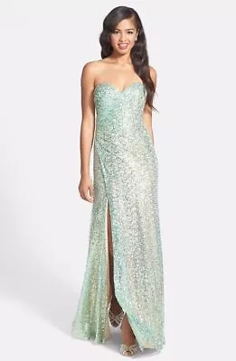 La Femme  Strapless Sequin Gown Sz 6 Menthe • $110.40