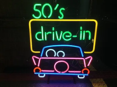 50's Drive In Garage Vintage Car Auto 20 X16  Neon Light Sign Lamp Wall Decor • $130.79