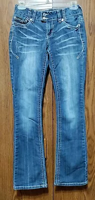 VANITY PREMIUM COLLECTION Women's Slim Low Rise Blue Jeans 26x33 Fancy Pockets • $17.50