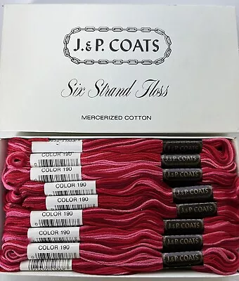 J&p Coats Variegated Shaded Bright Red #190 Embroidery Floss Box Of 24 • $12