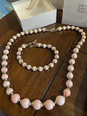 Avon Vintage 1984 Soft Blush Beads And Bracelet - Necklace/Bracelet Set -Small • $8