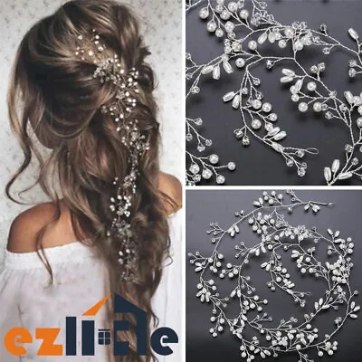$8.99 • Buy 100cm Pearl Hair Vine Headpiece Accessories Women Headdress Chain Bridal Wedding