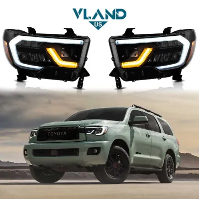 For 2007-2013 Toyota Tundra &08-20 Sequoia Headlights DRL Sets Sequential Signal • $453