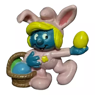 Schleich Easter Bunny Smurfette Smurf PVC Figure Peyo Vintage 1982 Toy 2.5  • $4.99