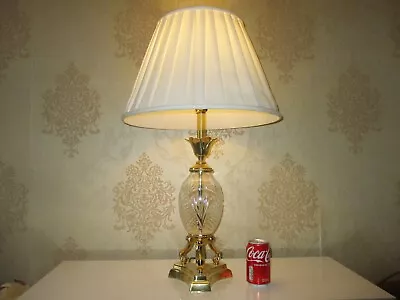 Large Vintage Solid Brass And Crystal Empire Pineapple  Lamp With Vintage Shade • £59.98