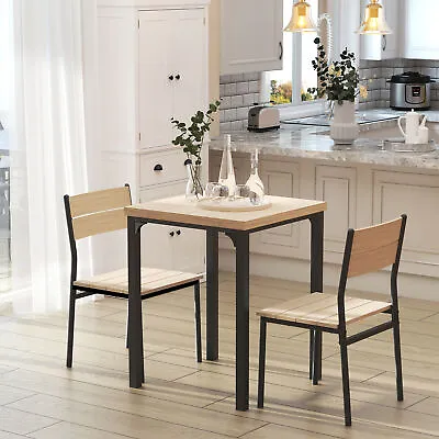 £99.99 • Buy 3 Pcs Compact Dining Table 2 Chairs Set Wooden Metal Legs Kitchen Breakfast Bar