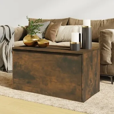 Extra Large Wooden Storage Box With Lid Trunk Smoked Rustic Chest Coffee Table • £68.99