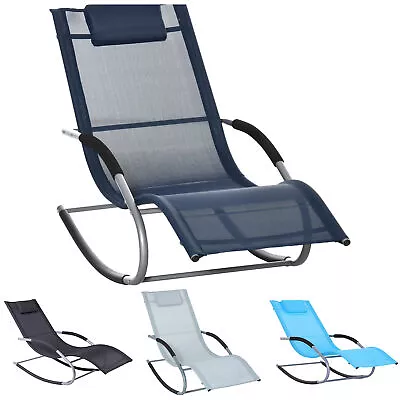 Chaise Rocker Patio Lounge Chairs Swing Recliner Relaxer W/ Pillow Outdoor • $76.97