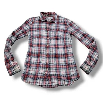J.Crew Top Size 00 J. Crew Perfect Shirt Button Up Shirt Long Sleeve Plaid Shirt • $25.49