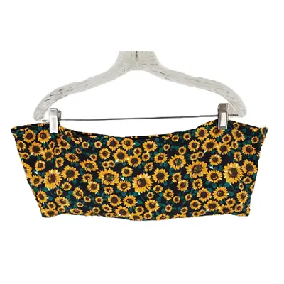 $17.80 • Buy ZAFUL Yellow & Black Bandeau Tube Top, Sunflowers Floral Design, Size 18, NWOT