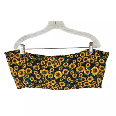 ZAFUL Yellow & Black Bandeau Tube Top Sunflowers Floral Design Size 18 NWOT • $17.80