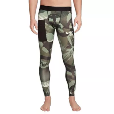 Nike Pro Dri-Fit Compression Tights Mens Size Small Camo Green DQ8363-386 • $34.96