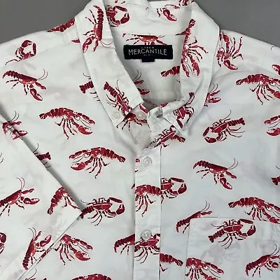 J. Crew Slim Flex S/S Button Front Shirt White Lobster Print Men's Large • $0.99