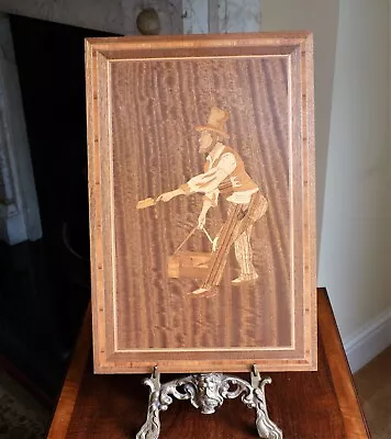 Wooden Inlaid Marquetry Picture Wall Hanging Vintage • $24.85