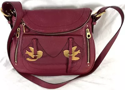 MARC BY MARC JACOBS Burgundy Leather Petal To The Metal Natasha Bird Crossbody • $295