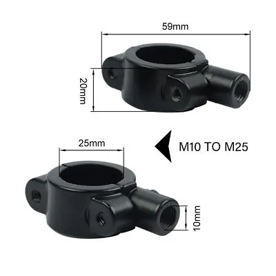 2x 10mm Motorcycle Handlebar Mirror Mount Adaptor Clamp 7/8 25mm - Chrome Black • $5.39