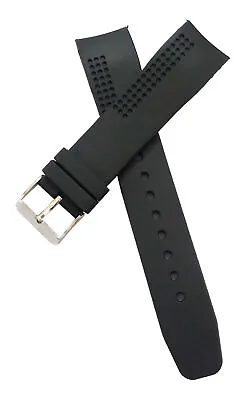 22mm Silicone Rubber Curved End Black Watchband Strap Fits U-BOAT/SPINNAKER • $24