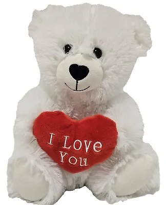 25cm Teddy Bear With 'I Love You' Red Heart  Valentine Gift. White With Tags • £11