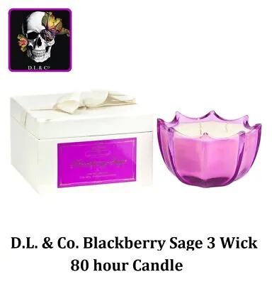 $85⭐️D L & Co Blackberry Sage 3 Wick 80 Hr Botanic Candle Scallop Glass Gift Box • $45