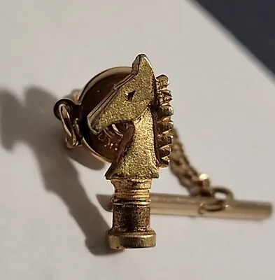 Vintage TIE TACK / TIE PIN Gold & BronzeTone Chess Horse Mid Century MCM • $11.71