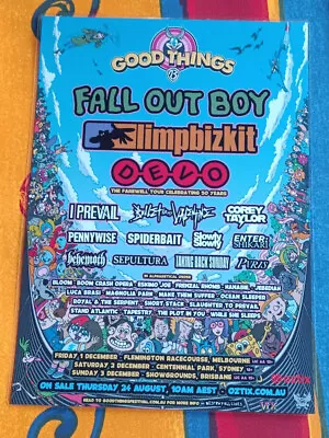 Good Things 2023 Australia Laminated Tour Poster - Fall Out Boy  Limpbizkit Devo • $13.95