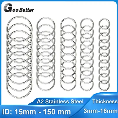 304 Stainless Steel O Ring Heavy Duty Solid Metal Round Rings Welded Smooth A2 • $2.29
