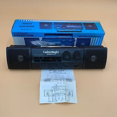 Suntone Boom Box System AM/FM  Dual Detachable Speakers Casino Magic VTG 1996 • $19.54