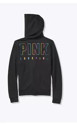 Vs Victorias Secret Pink Perfect Full Zip Hoodie Sweater Jacket Top Rainbow S • $55