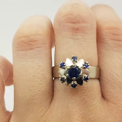 $744 • Buy 18ct White Gold Natural Sapphire Cocktail Ring Size N #000252