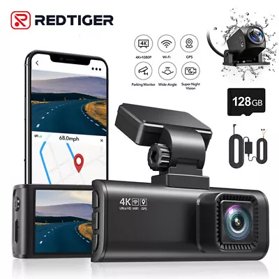 REDTIGER Dual 4K Dash Camera Front And Rear Dash Cam Built-in WiFi GPS For Cars • $199.99