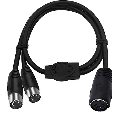 5 PIN MIDI DIN Female To 2x Male Socket Y Splitter Adapter Extension Cable 50cm • $8.49