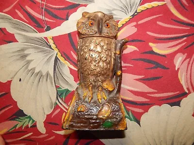 Vintage Mechanical Owl Mechanical Bank Cast Iron • $38